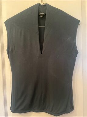 R W & Co Deep V Sleeveless Shell in Forest Green